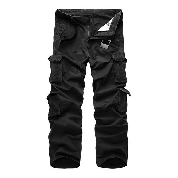 

cargo pants men autumn winter solid quality cotton casual outwear fashion work plus size 29-40 men's, Black