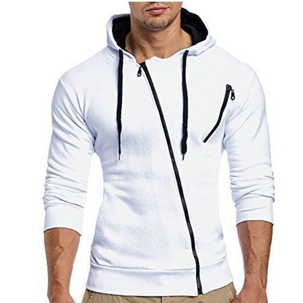 

mens sweater casual sweater cardigan new slim fit hooded zipper characteristic men's oblique, Black