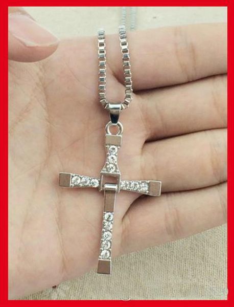 

2021 with section alloy diamond cross necklace accessories clavicle domineering male and female couple pendant jewelry, Silver