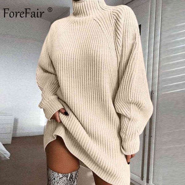 

forefair oversized knitted dress sweater autumn 2019 solid long sleeve casual elegant mini warm winter turtleneck dress women g1214, Black;gray