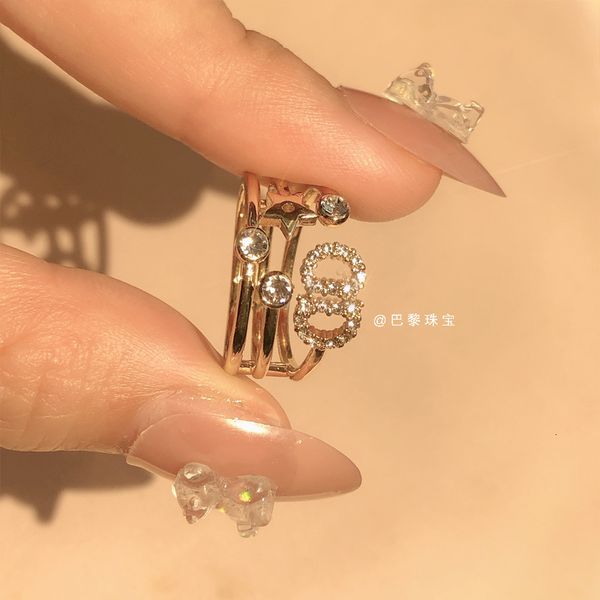 

ring d jiadijia 2021 texture cd design diamond star brass for women, Silver