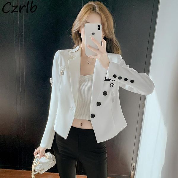 

women's suits & blazers women stylish casual slim cropped female clothing minimalist ulzzang preppy style basic teens chic tender comfo, White;black