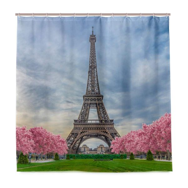 

shower curtain for bathroom paris eiffel tower shower curtain set cherry blossoms with 12 hooks waterproof bath curtain bathroom