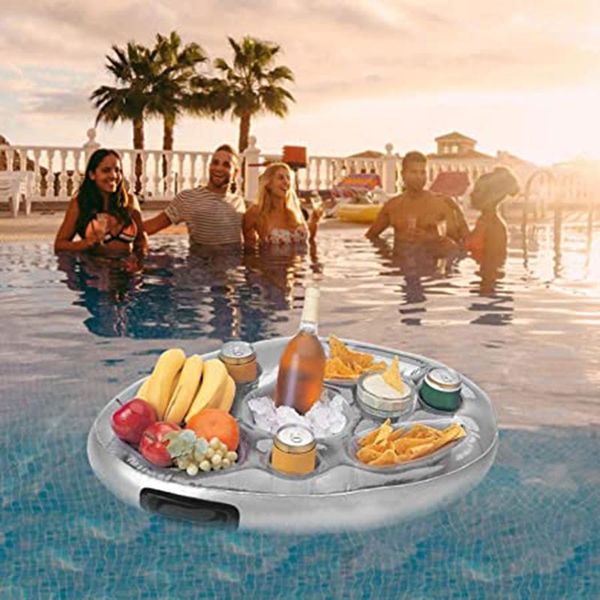 

inflatable floats & tubes drink holder portable floating beer tray multi-purpose bottle water toy for pool beach party h7jp