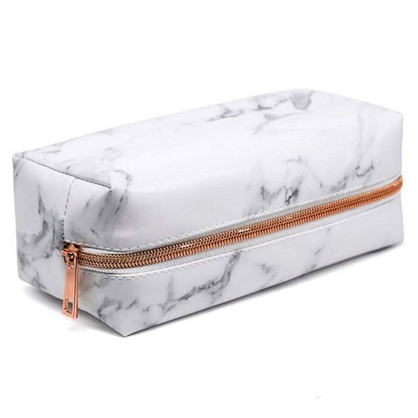 

women marble makeup bag travel toiletry cosmetic pouch organizer brush holders girls gold zipper waterproof storage case bags