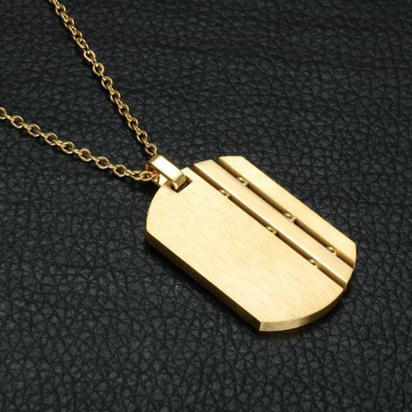 

european and american style simple stainless steel army card pendant necklace men's rock party jewelry necklaces, Silver