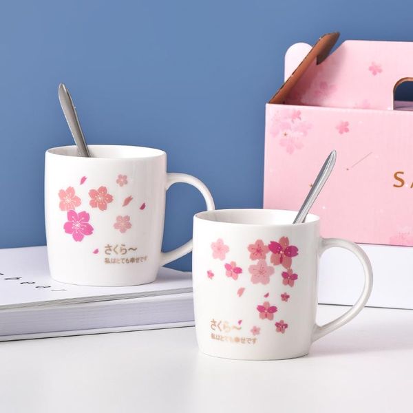

mugs yjbd creative japanese cherry blossom ceramic mugs, lovers on cup gift sets, advertising promotion gifts customized wholesale