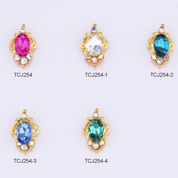 

10pcs nail crystal oval gem ongles gold alloy 3d art charms back curved manicure nails decoration accessories dekor tcj2541, Silver;gold