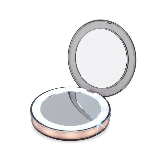 

compact mirrors led mini makeup mirror hand held fold small pocket portable usb rechargeable folding cosmetic vanity tool