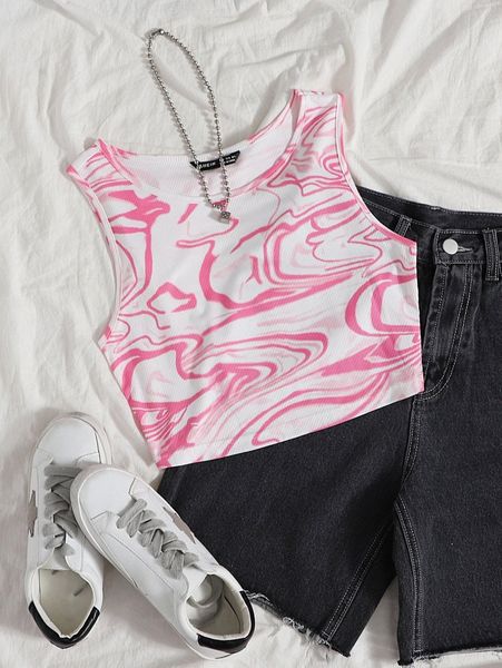 

marbled rib-knit tank t7jl#, White