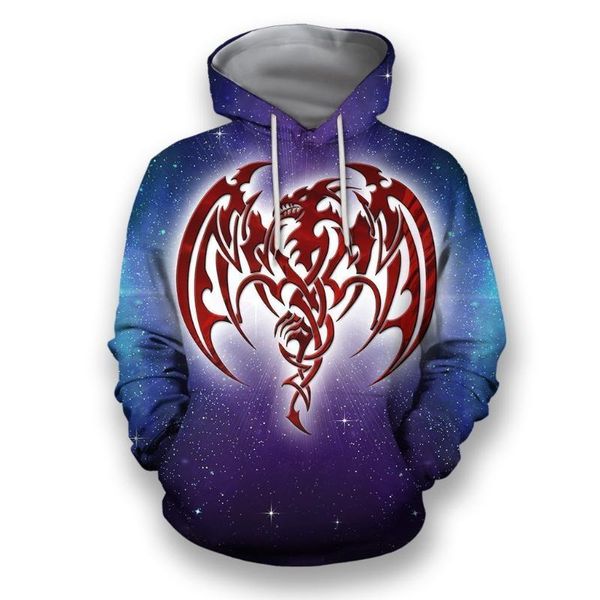 

men's hoodies & sweatshirts 2021 fashion 3d tattoo dragon hoodie starry sky sweatshirt for men/women spring/autumn casual pullover zipp, Black