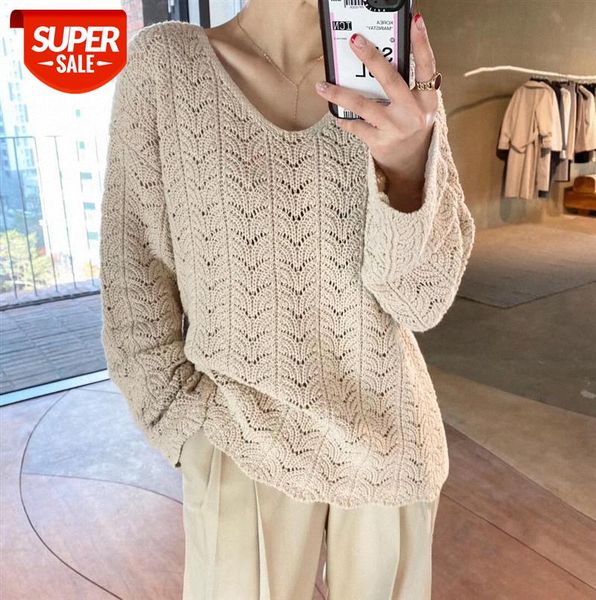 

south korea's dongdaemun mainstay hollow v-neck bottoming sweater #sf6o, Black