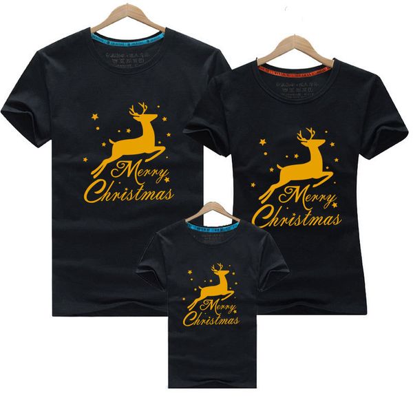 Weihnachten Hirsch Look T-Shirt Jahr passende Outfits Mutter Tochter Vater Sohn Kleidung Papa Mama Baby Familienanzug 210417