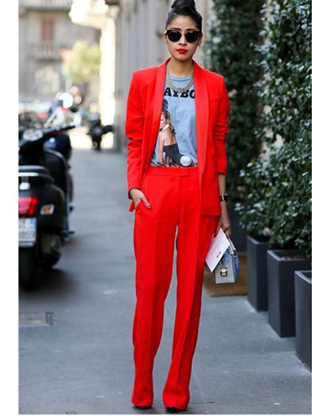 

jacket+pants red women business suits blazer female office uniform 2 piece ladies winter formal trouser suit women's & blazers, White;black