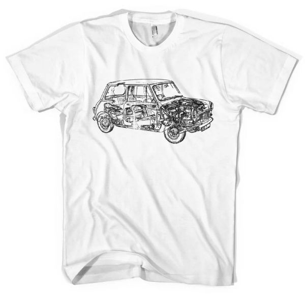 

mini cooper schematic classic cars t-shirt all sizes, White;black