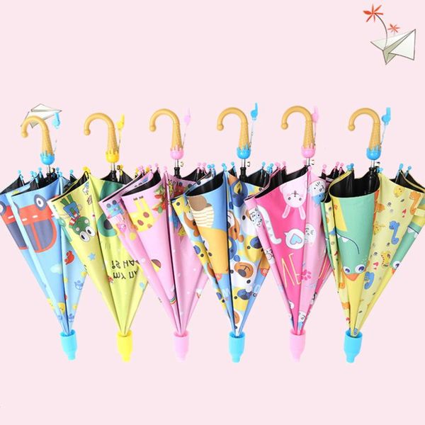 

umbrellas 8 ribs automatic long handle cartoon children umbrella kindergarten baby kids sunscreen boy girl rain