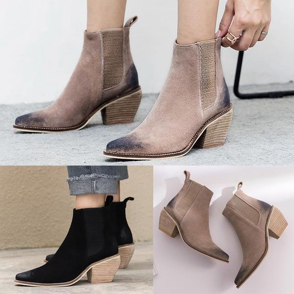 

boots thick-soled genuine leather women's fashion zipper convenient short autumn winter warm casual work, Black