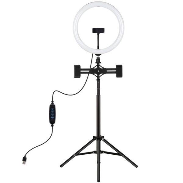 

10.2 inch dimmable led selfie video ring light with pu457b tripod for youtube live streaming the flash flashes