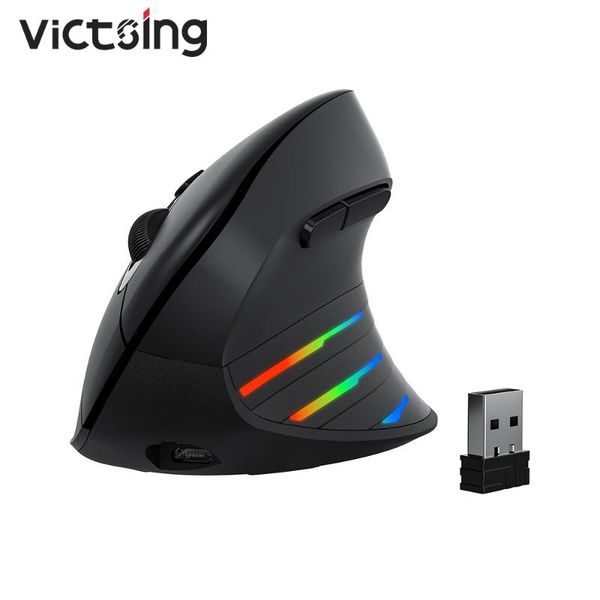 

victsing pc324 rgb rechargeable ergonomic vertical mouse 5 adjustable dpi wireless bluetooth for laptablet pc windows mice