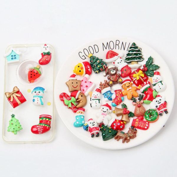 

craft tools 50pcs mixed resin pendants flatback christmas charms ornaments embellishment (assorted pattern)