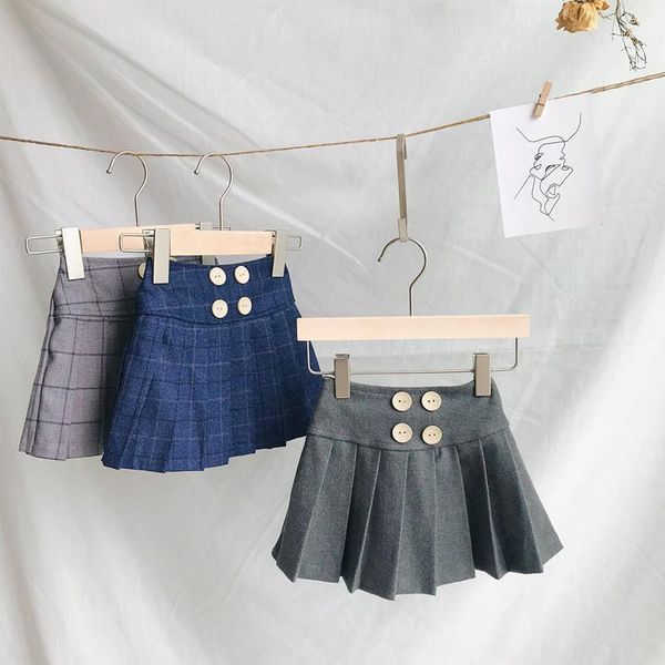 

skirts 2021 autumn winter baby girls pleated solid children plaid tutu kids skirt casual clothing1, Blue