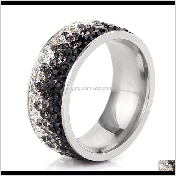 

drop delivery 2021 charms for women crystal ring elegant stainless steel diamond rings wedding jewelry kqlwg, Slivery;golden