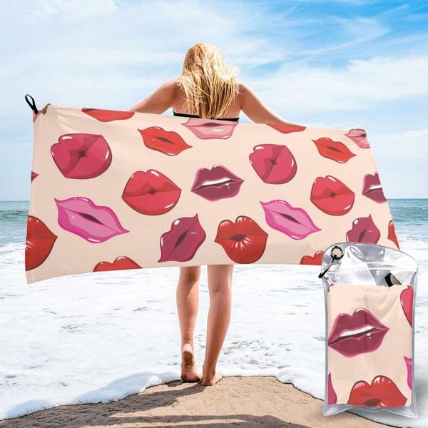 

towel bath kiss red lips quick dry large thin absorbent soft for home travel camping swimming beach sport