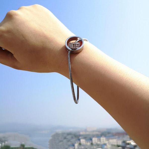 

link, chain rinhoo charm hollow heart round bracelet unique gold silver bangle 2021 wedding jewelry gift for women, Black