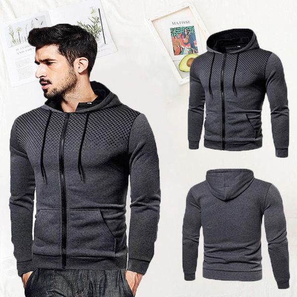 

men's hoodies & sweatshirts autumn spring man jacket sweatshirt with dot streetwear hoody clothing leisure zipper tracksuit muscle jack, Black