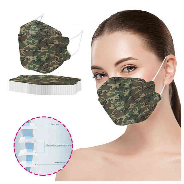 

korean 94 camouflage mask fish shaped 3d disposable mask mouth willow leaf