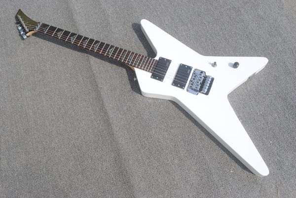 Guitarra elétrica de forma incomum corporal branco com fretboard de Rosewood, hardware cromado, incrustação de shell, oferta personalizada