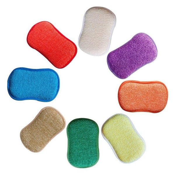 

cleaning cloths microfiber kitchen scouring pads double sided sponges scourer non odor dish scrubber brush, great for stick pans pots
