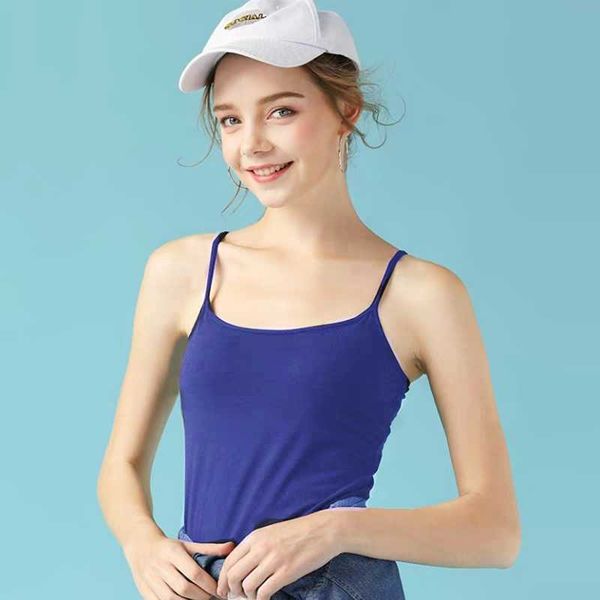 

basic running fitness spaghetti strap modal elastic royal blue camisole high street beach sun tank base undershirt women's tanks &, White