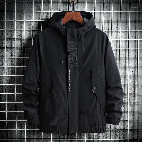 

men's jackets dark functional wind frock jacket spring and autumn korean version trend hooded windproof soft, Black;brown