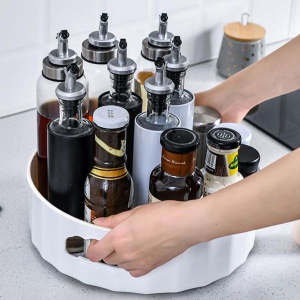 

kitchen storage & organization racks plastic tray condiment trays 360 rotating container spice jar snack