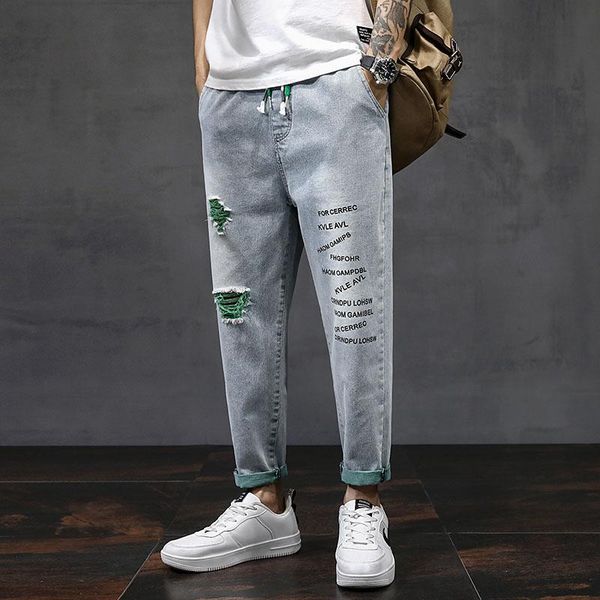 

men's jeans 2021 summer harem slim men stretched denim pants streetwear black joggers casual baggy trousers plus size 27-36, Blue
