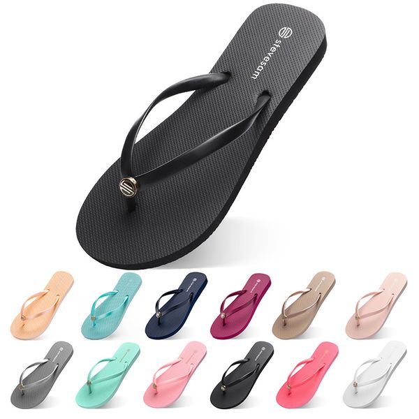

eleven slippers beach shoes flip flops womens green yellow orange navy bule white pink brown summer sport sneaker size 35-38, Black