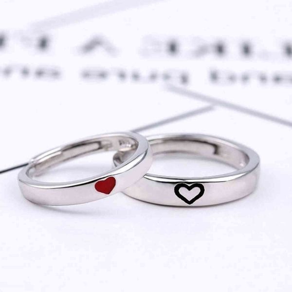 Mode Trend glänzend Herz-förmiger Ring japanischer und koreanischer Art einfache Liebe Paar Drop Oil Ring Party Beliebte kreative Schmuck G1125