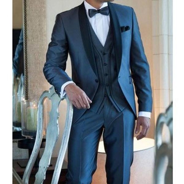 

men's suits & blazers fashion elegant tailor made dark blue suit for wedding slim fit beach dinner party 3 prc (jacket+vest+pant), White;black