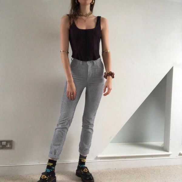 

women's pants & capris causal trouser winter style fashion casual padded corduroy trousers 2021 high waist long, Black;white