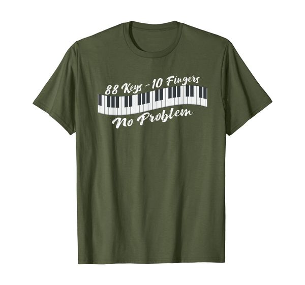 

88 keys 10 fingers no problem musician pianist t-shirt, White;black