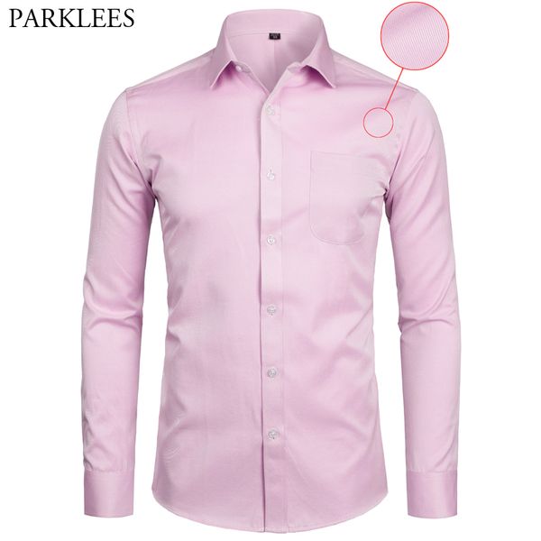 

men's long sleeve dress shirt solid slim fit casual business formal shirt with pocket chemise pink plus size 4xl 5xl 6xl 7xl 8xl 210522, White;black