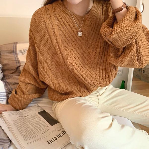 

women's sweaters soft loose knitted women 2022 winter solid female pullovers warm basic knitwear jumper streetwear, White;black