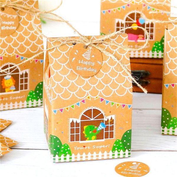 

christmas decorations 12 pcs house gift box kraft paper cookies candy bag snowflake tags 1-24 advent calendar stickers rope party supplies