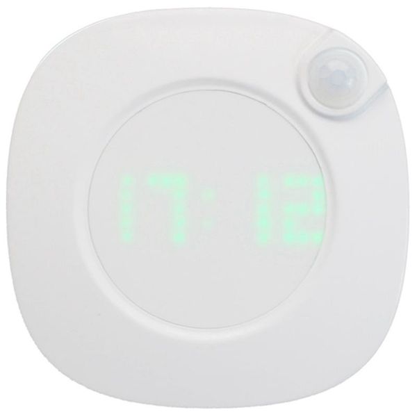 

smart sensor wall clock with led lights , usb / battery powered 2 colors night home leds for bedroom toilet clocks
