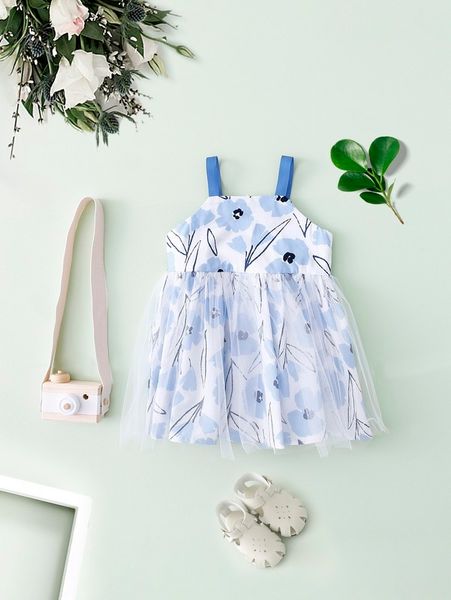 

toddler girls floral contrast mesh cami dress she, Red;yellow