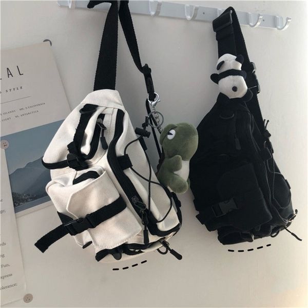 

harajuku techwear canvas sling bag gothic crossbody bags for women handbag purses and handbags bolsas feminina shoulder frog 220310