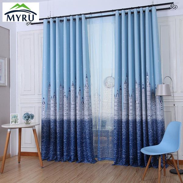 

curtain & drapes myru blackout curtains,cartoon castle window drapes,blue curtains for kids room,girls boys baby bedroom