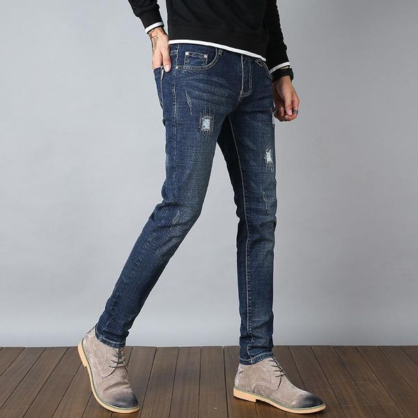 

men's oversize loose jeans causal long denim pants vintage trousers, Blue