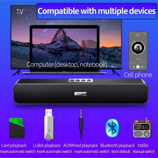 

mini speakers bluetooth-compatible soundbar wireless stereo speaker subwoofer powerful bass digital 3d surround sound bar